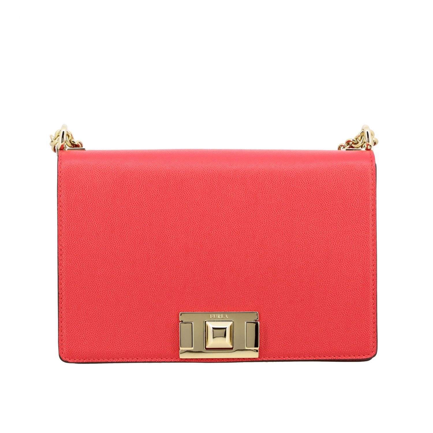 Furla Outlet: Mimì shoulder bag in textured leather - Red | Furla ...