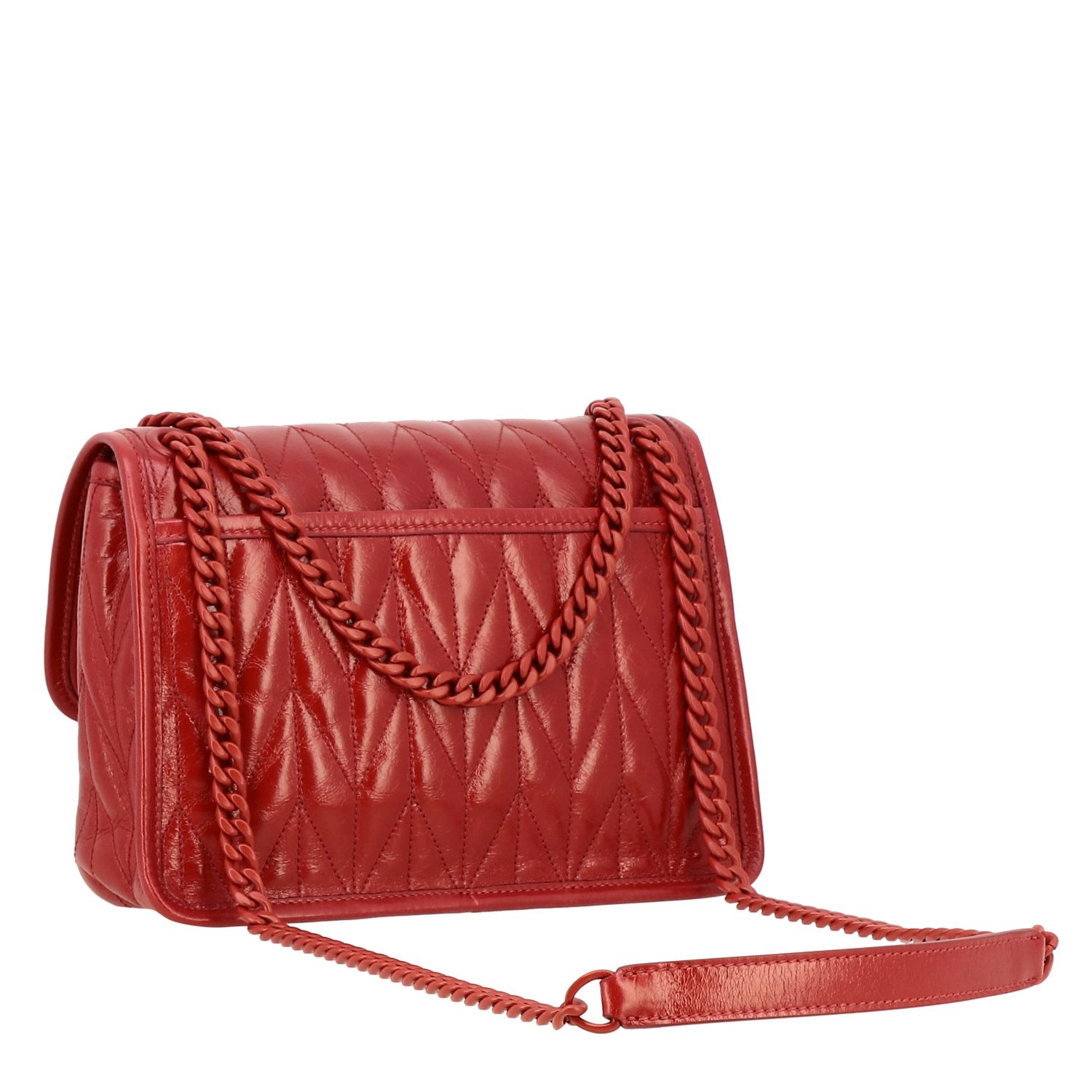 MIU MIU Tasche aus glänzendem und gestepptem Leder Rot Miu Miu UmhÄNgetasche 5BD161 OOO