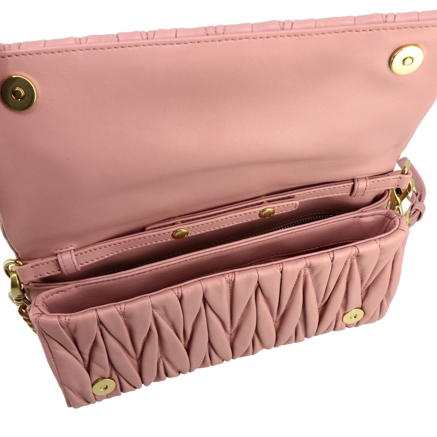 MIU MIU: shoulder bag in matelassé leather - Pink  Miu Miu crossbody bags  5BD140OOO N88 online at