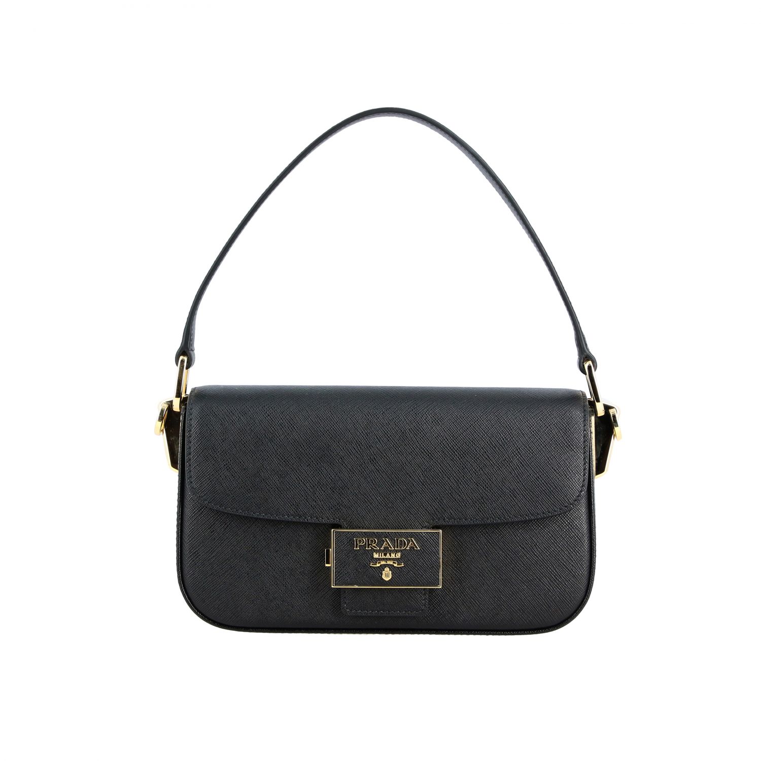PRADA: shoulder bag for women - Black | Prada shoulder bag 1BD223 OUO ...