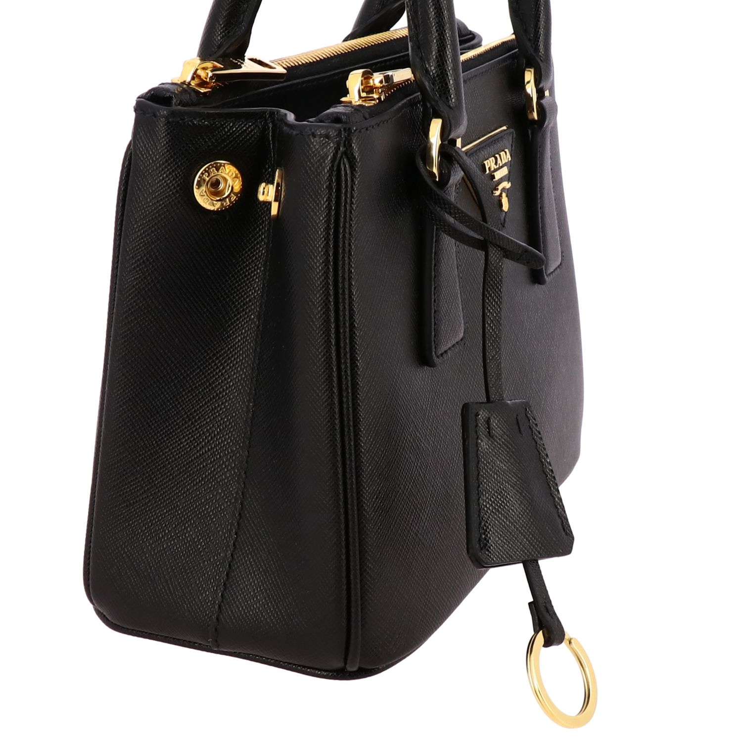 PRADA: Galleria bag in Saffiano leather with logo - Black | Prada mini ...