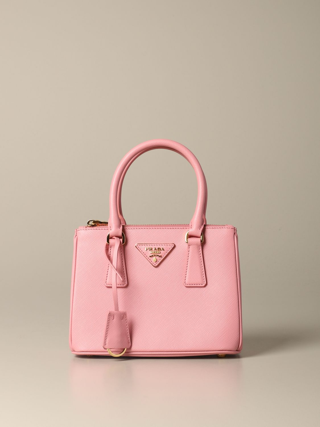 PRADA: Galleria bag in Saffiano leather with logo - Pink | Prada mini bag  1BA906 DOO NZV online on 