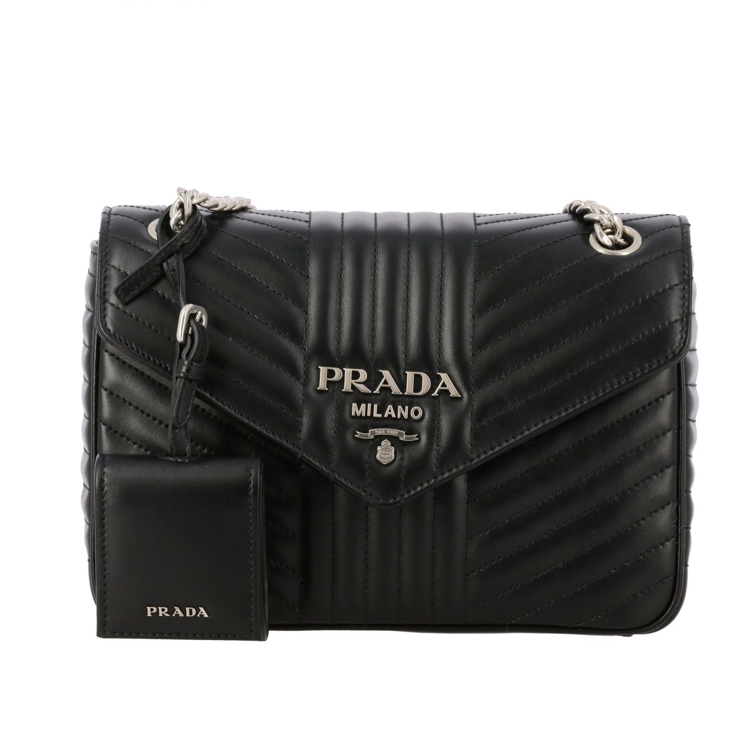 PRADA: Diagramme bag in genuine quilted leather - Black | Prada crossbody  bags 1BD234 AOI 2D91 online on 