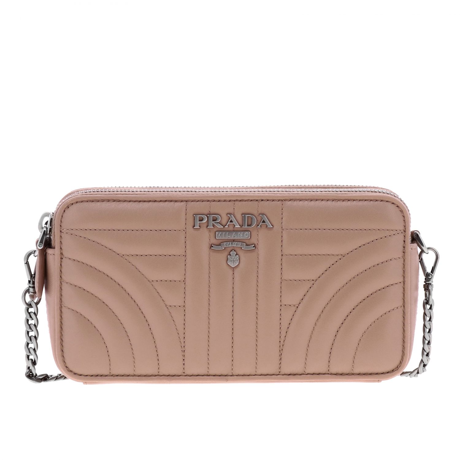 Prada Womens Leather Double Zipper Accent Clutch Pouch Handbag Beige S -  Shop Linda's Stuff