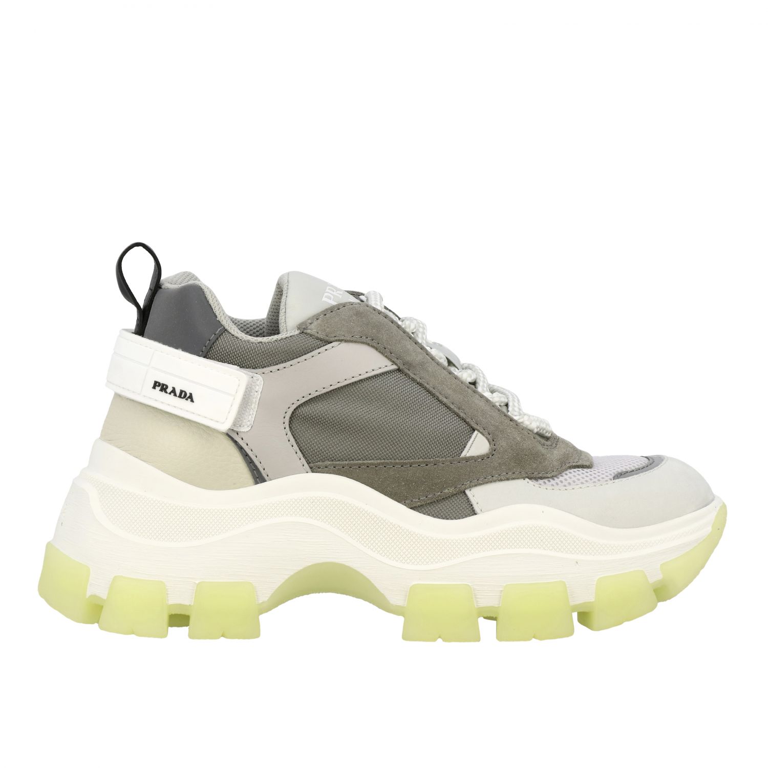 Verdrag lijst Evenement PRADA: New chunky sneakers in suede leather and mesh - Grey | Prada sneakers  2EE324 8RE online on GIGLIO.COM