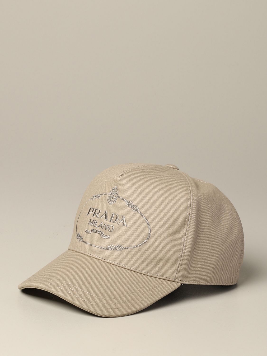 PRADA: hat with logo - Beige | Prada hat 2HC179 2DB1 online on GIGLIO.COM