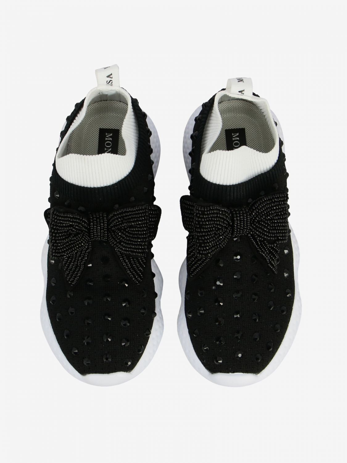 black sneakers with rhinestones