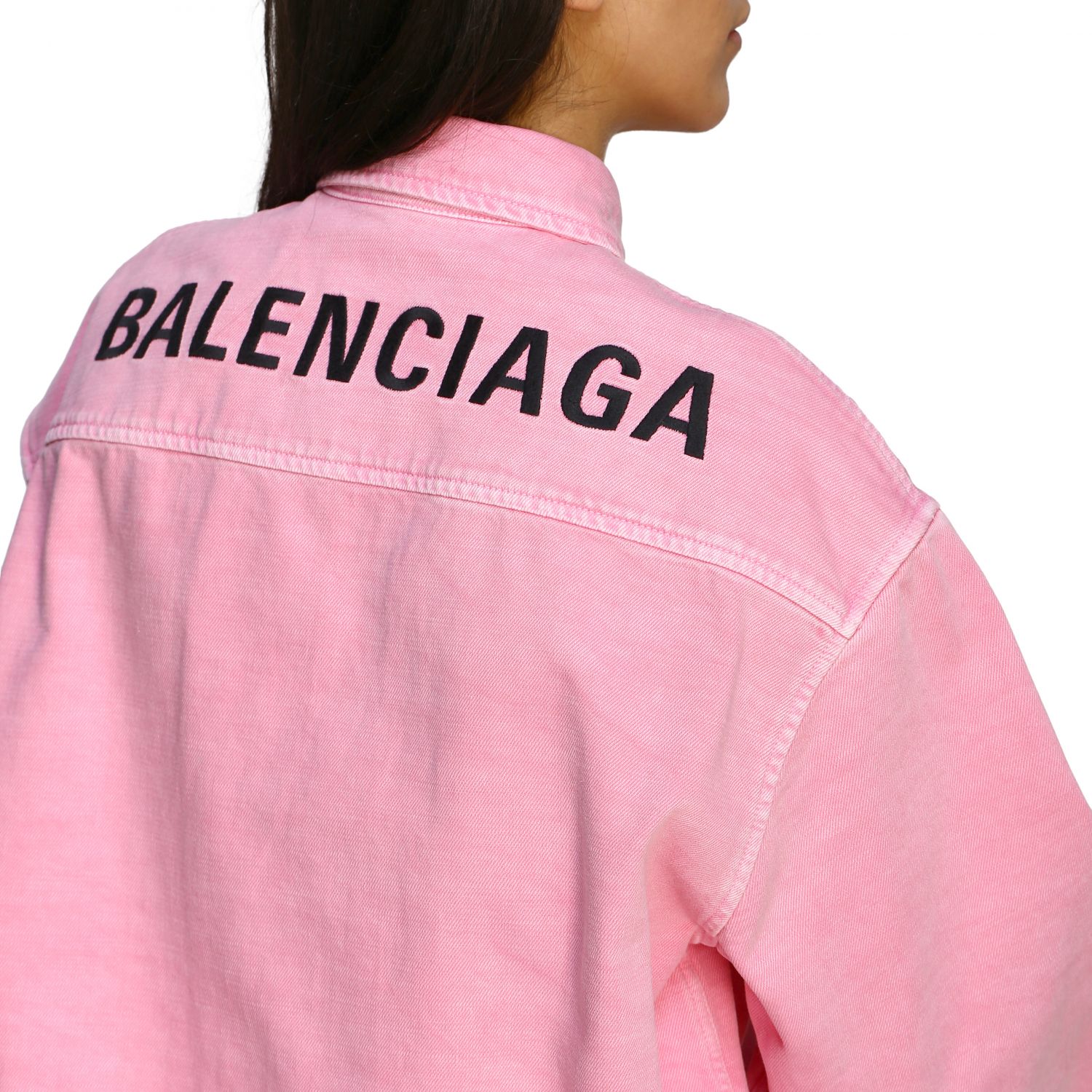 衬衫 Balenciaga: Balenciaga delavé牛仔衬衫 粉色 5