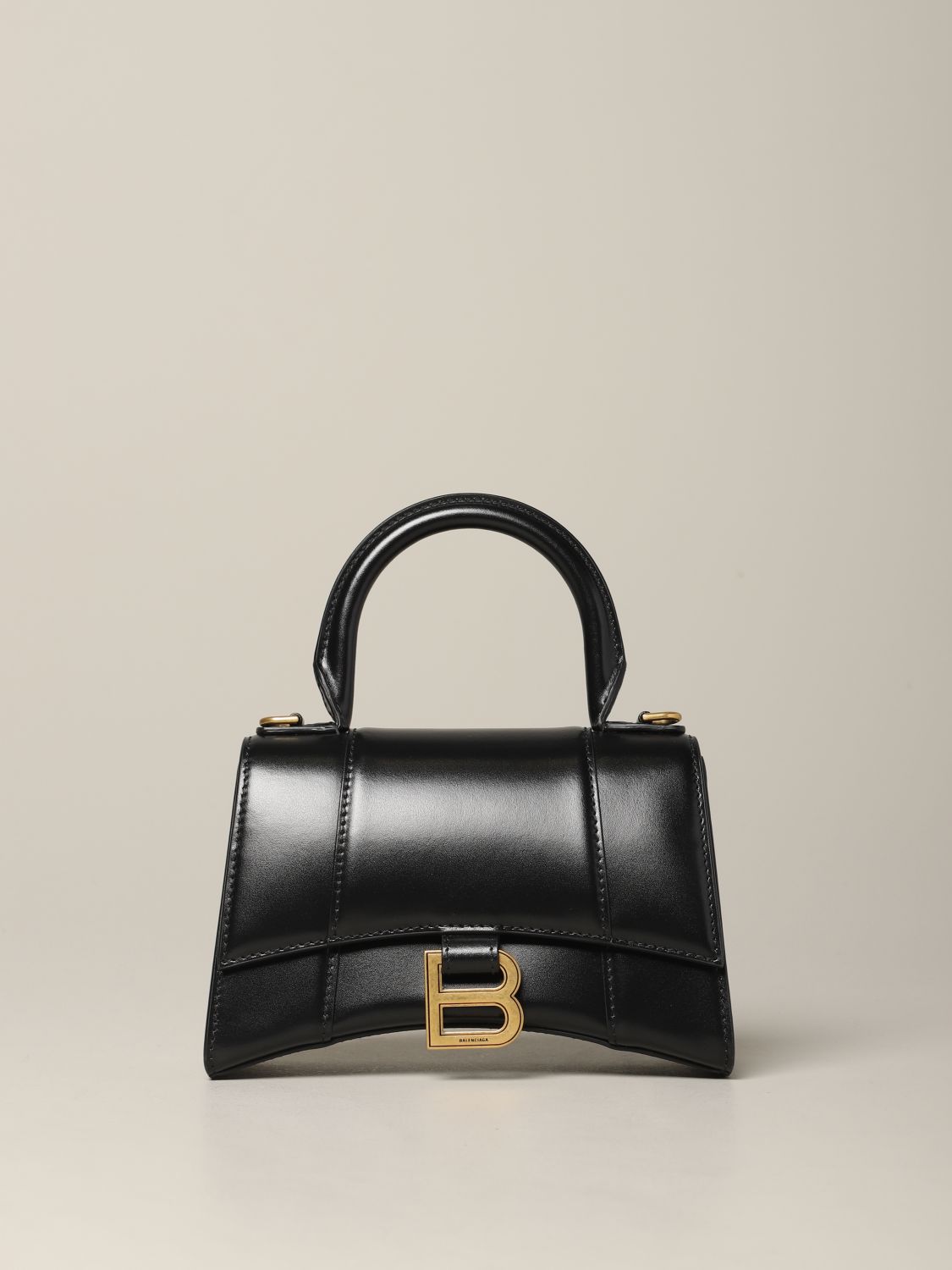 BALENCIAGA: Hour glass XS bag in leather with B monogram | Mini Bag Balenciaga Women Black