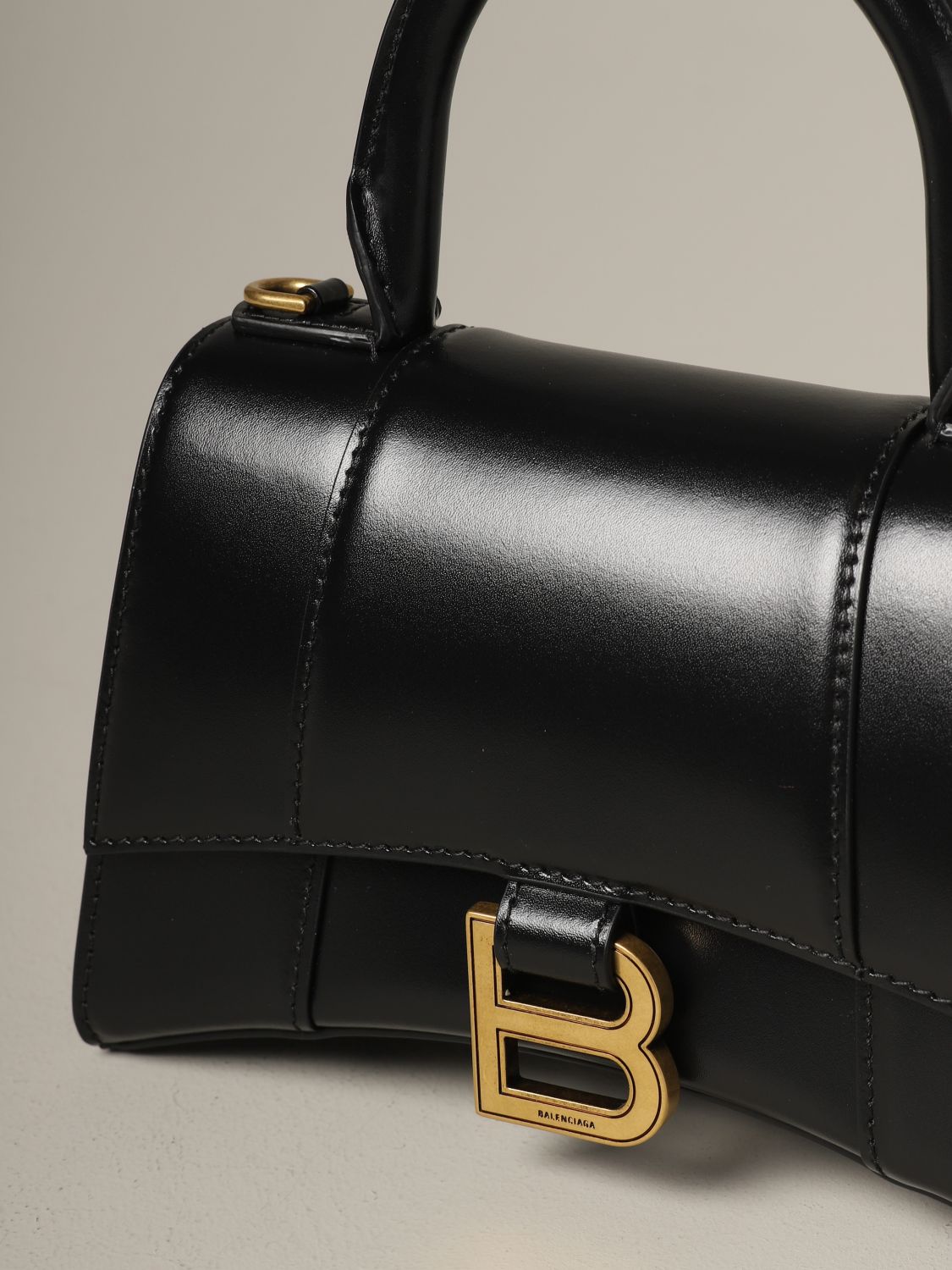 BALENCIAGA: Hour glass XS bag in leather with B monogram | Mini Bag