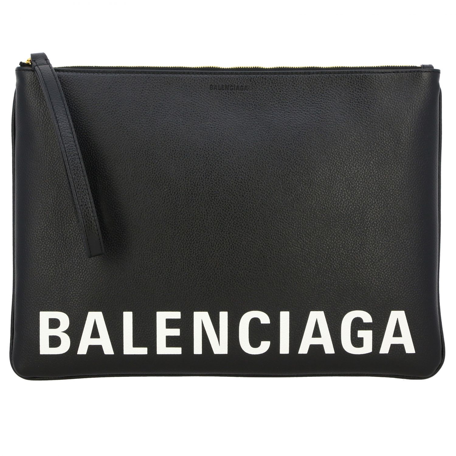 kilometer Lår tidligere BALENCIAGA: wristlet in grained leather with logo - Black | Balenciaga  clutch 594350 1IZCM online on GIGLIO.COM