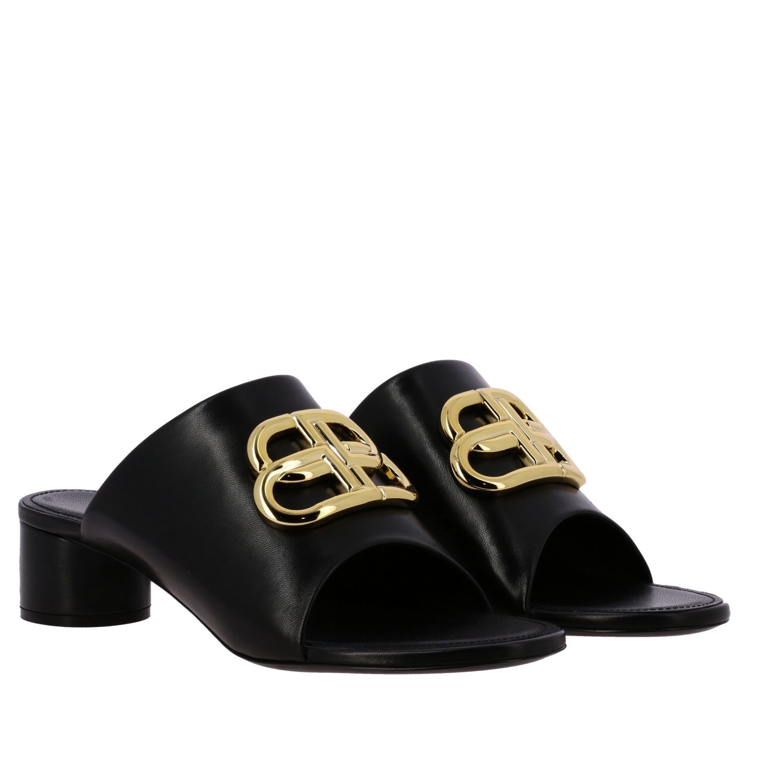 Balenciaga Outlet: Oval BB leather sandal | Heeled Sandals Balenciaga ...