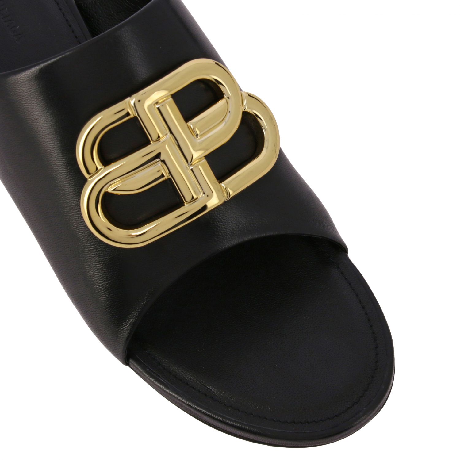 Balenciaga Outlet: Oval BB leather sandal | Heeled Sandals Balenciaga ...