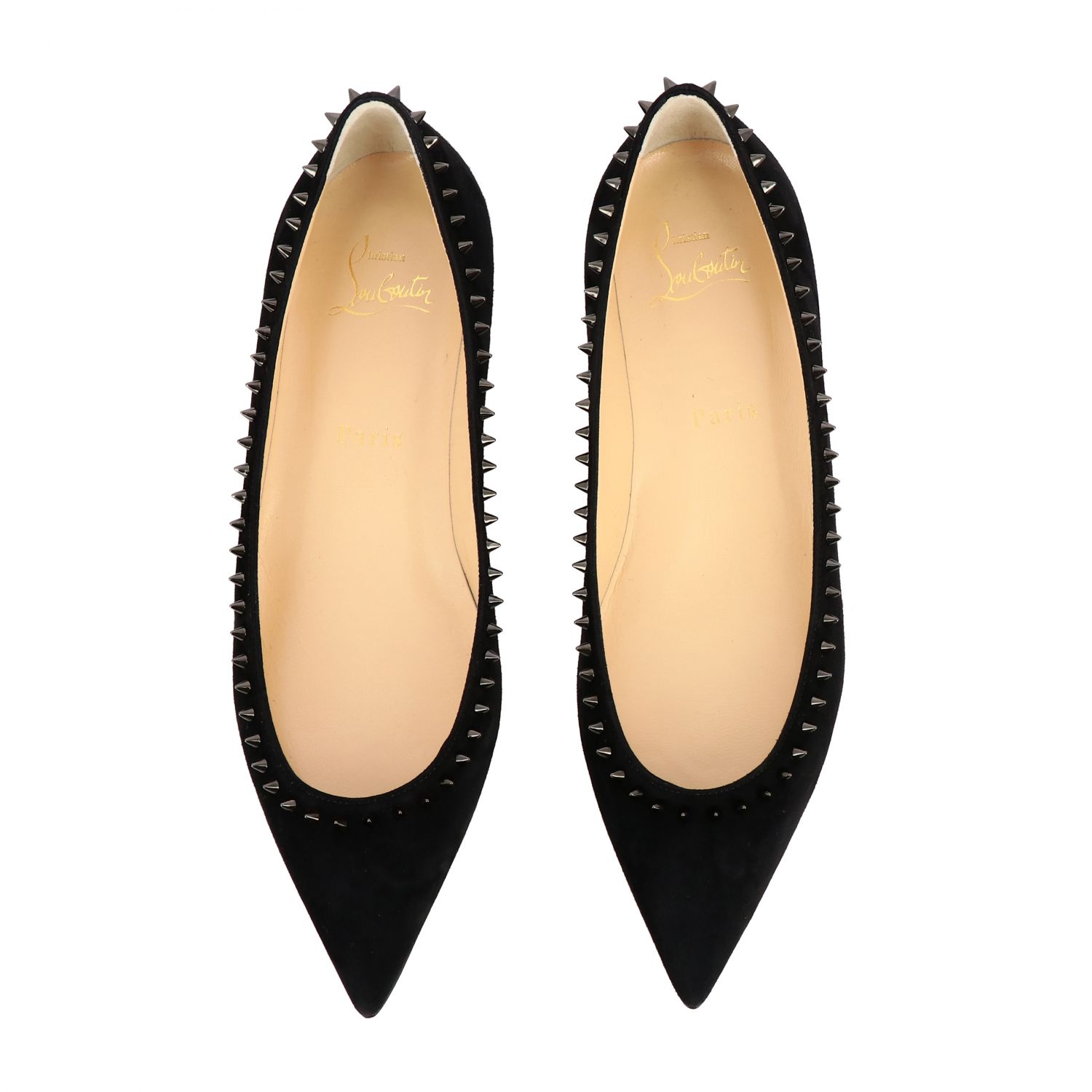 CHRISTIAN LOUBOUTIN: Anjalina ballet flat in suede with studs | Ballet ...