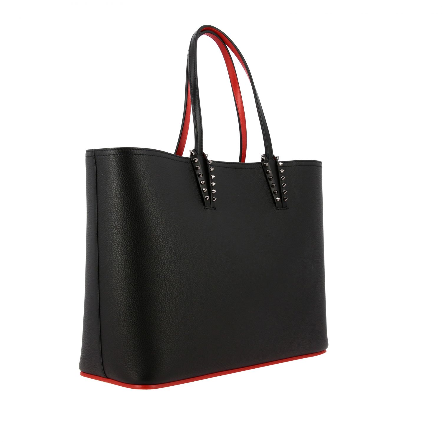 CHRISTIAN LOUBOUTIN: Cabata large bag in studded leather - Black | Tote ...