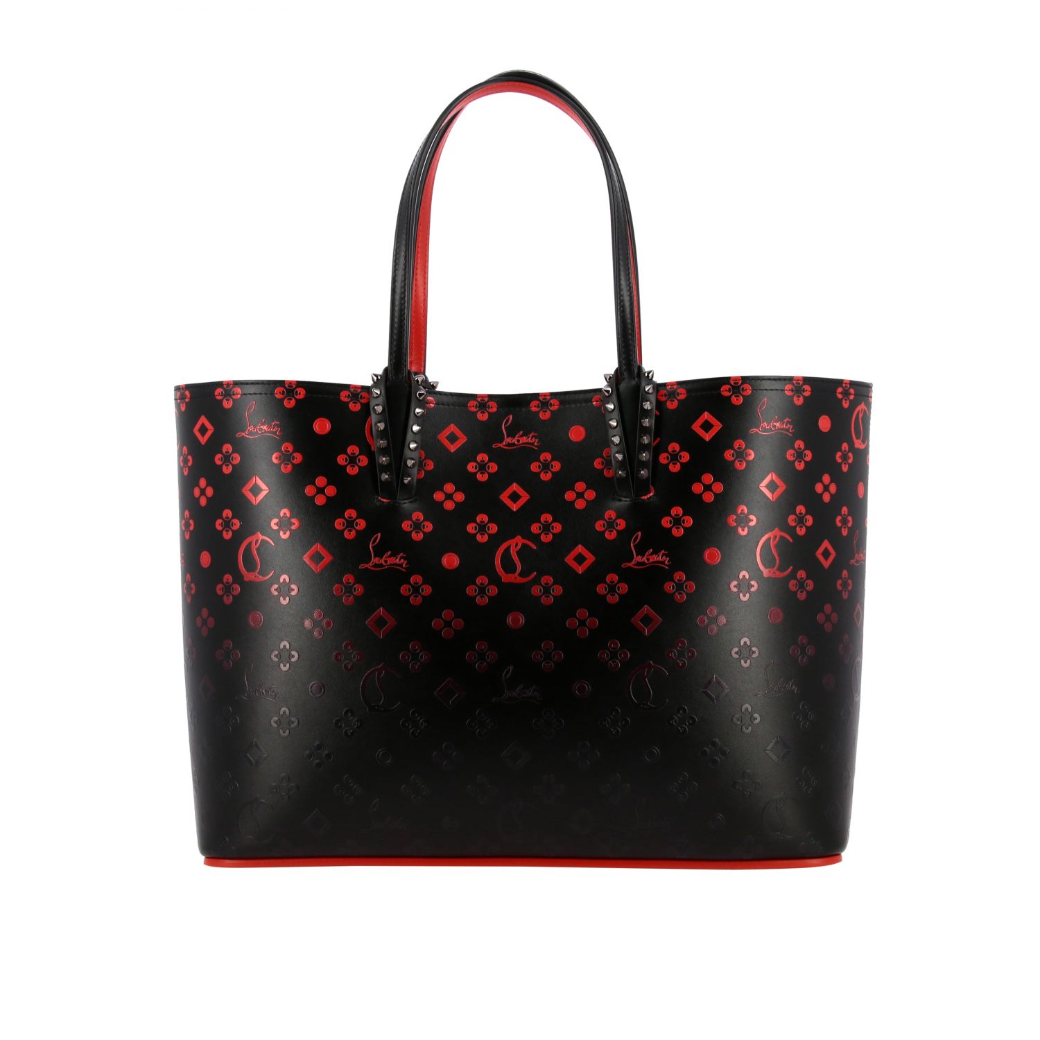 CHRISTIAN LOUBOUTIN: Cabata large bag in logoed leather with studs ...