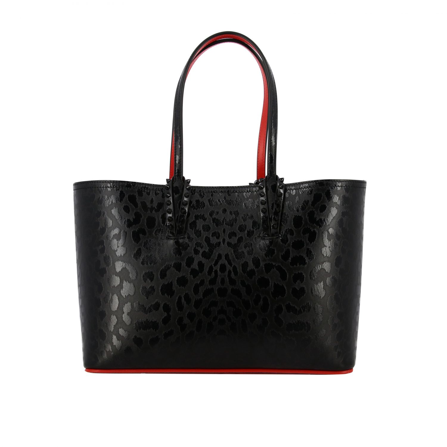 CHRISTIAN LOUBOUTIN: Cabata small bag in leather with leopard print and ...