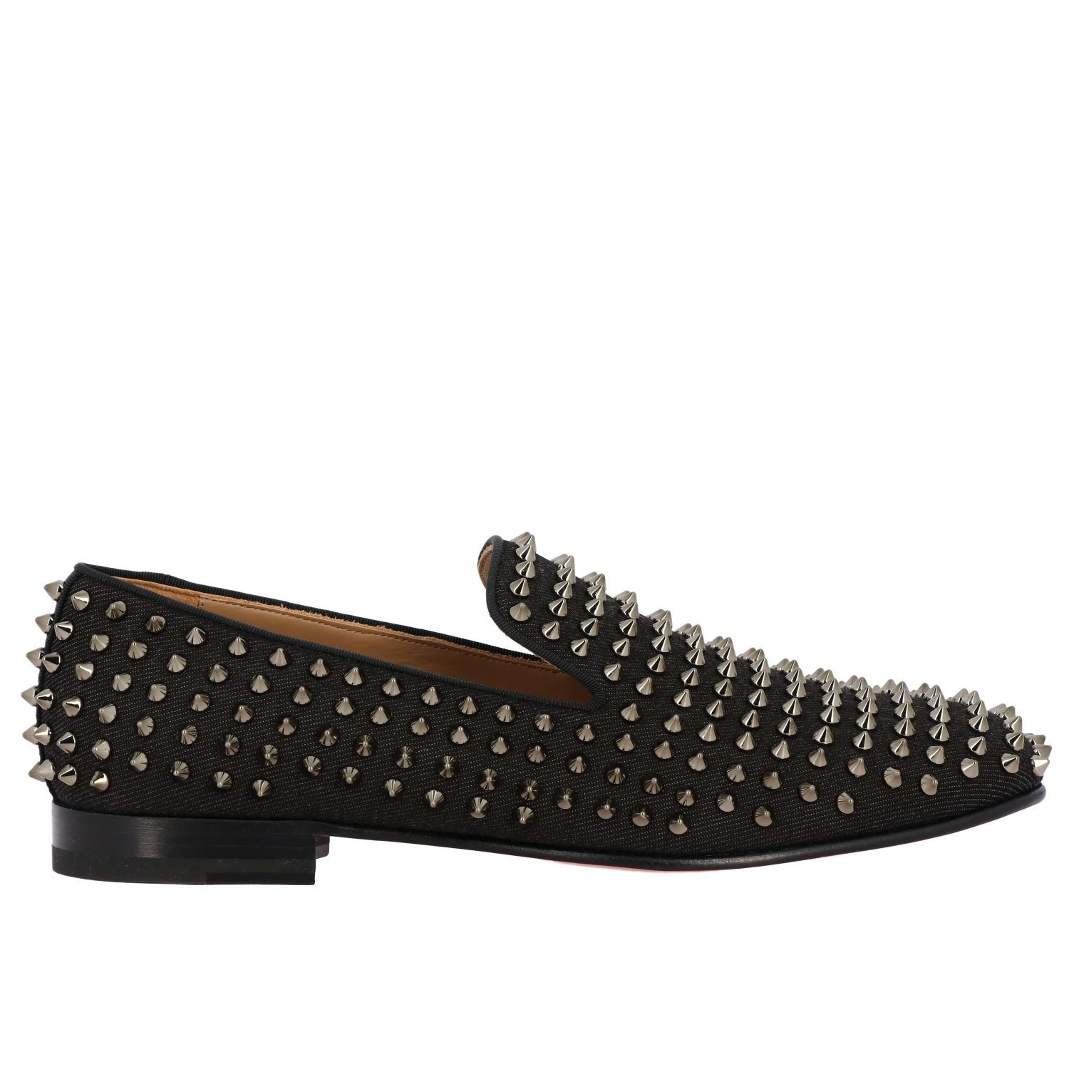 Rollerboy Spikes Christian Louboutin flat moccasin in denim with studs