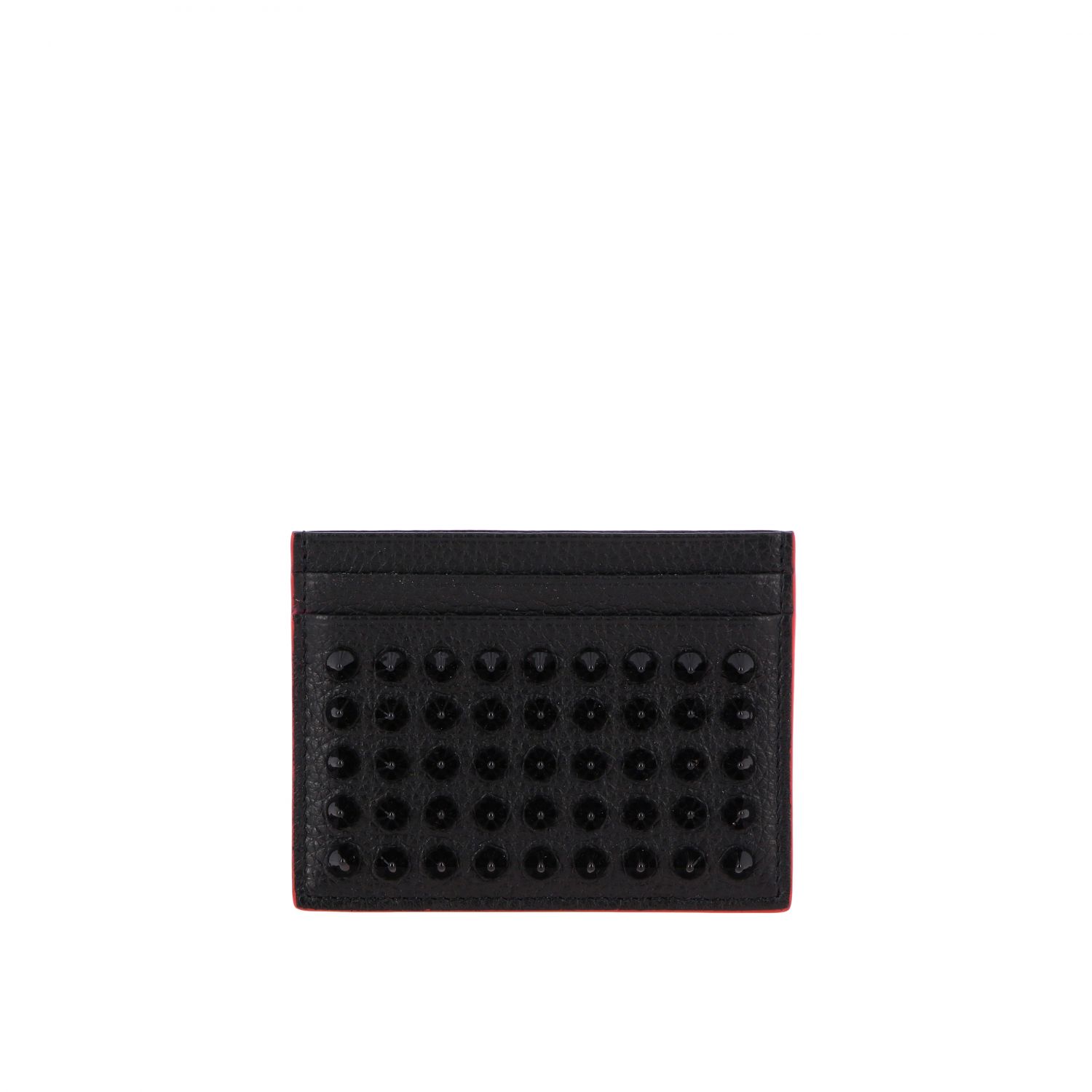 CHRISTIAN LOUBOUTIN: Kios Empire Spikes credit card holder - Black