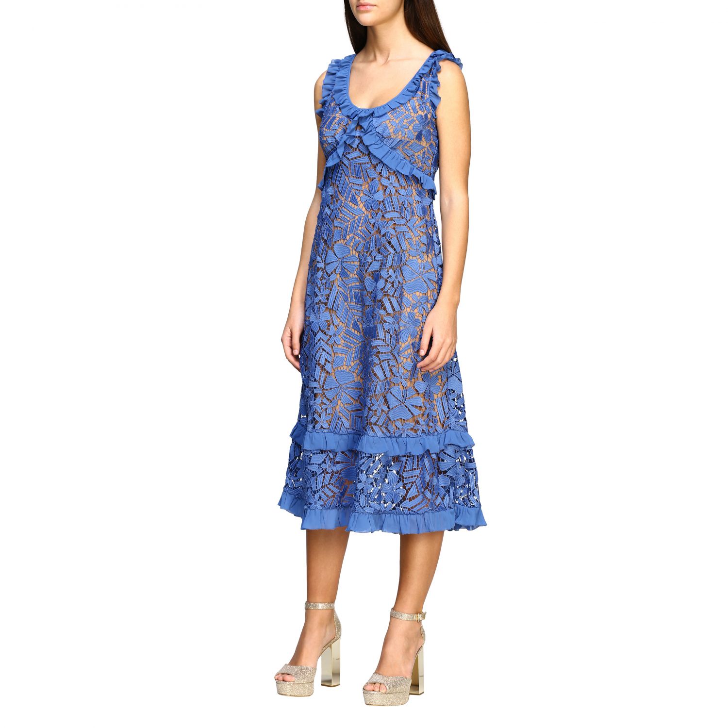 michael kors blue lace dress