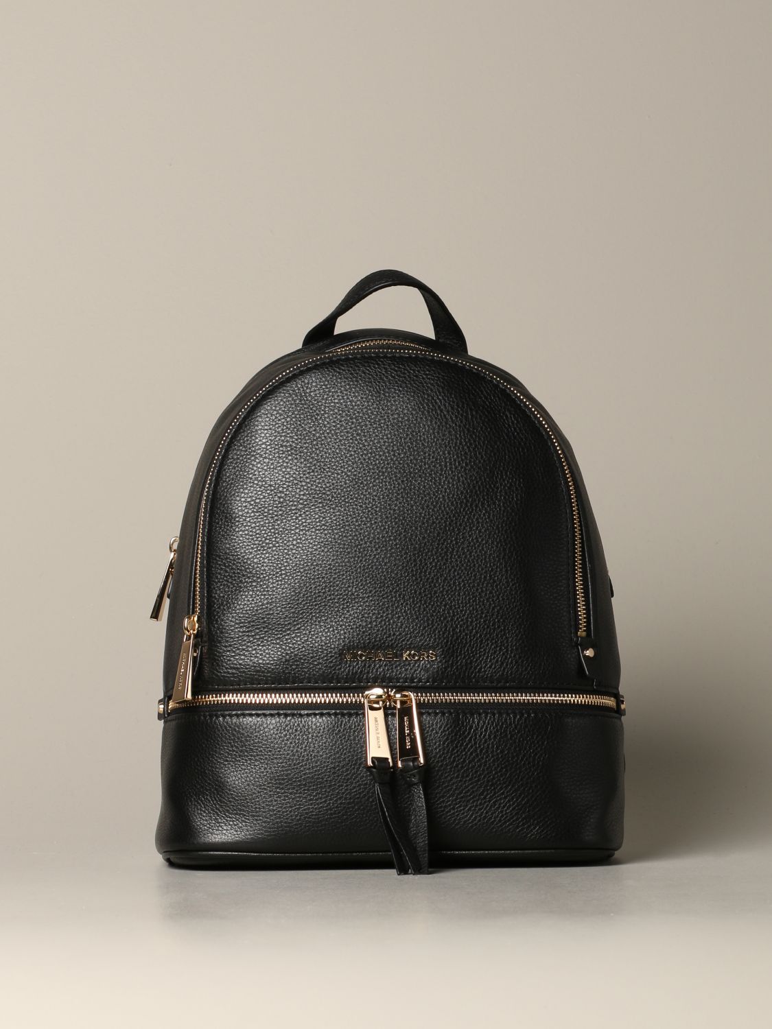 Michael Kors Outlet: Michael Rhea Zip backpack in textured leather - Black