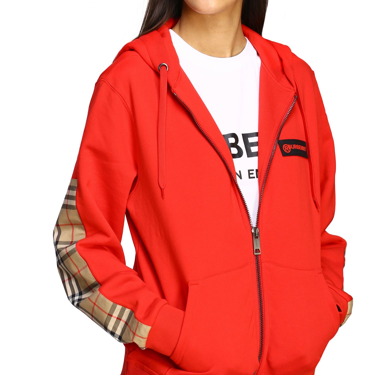 aubree check zip hoodie