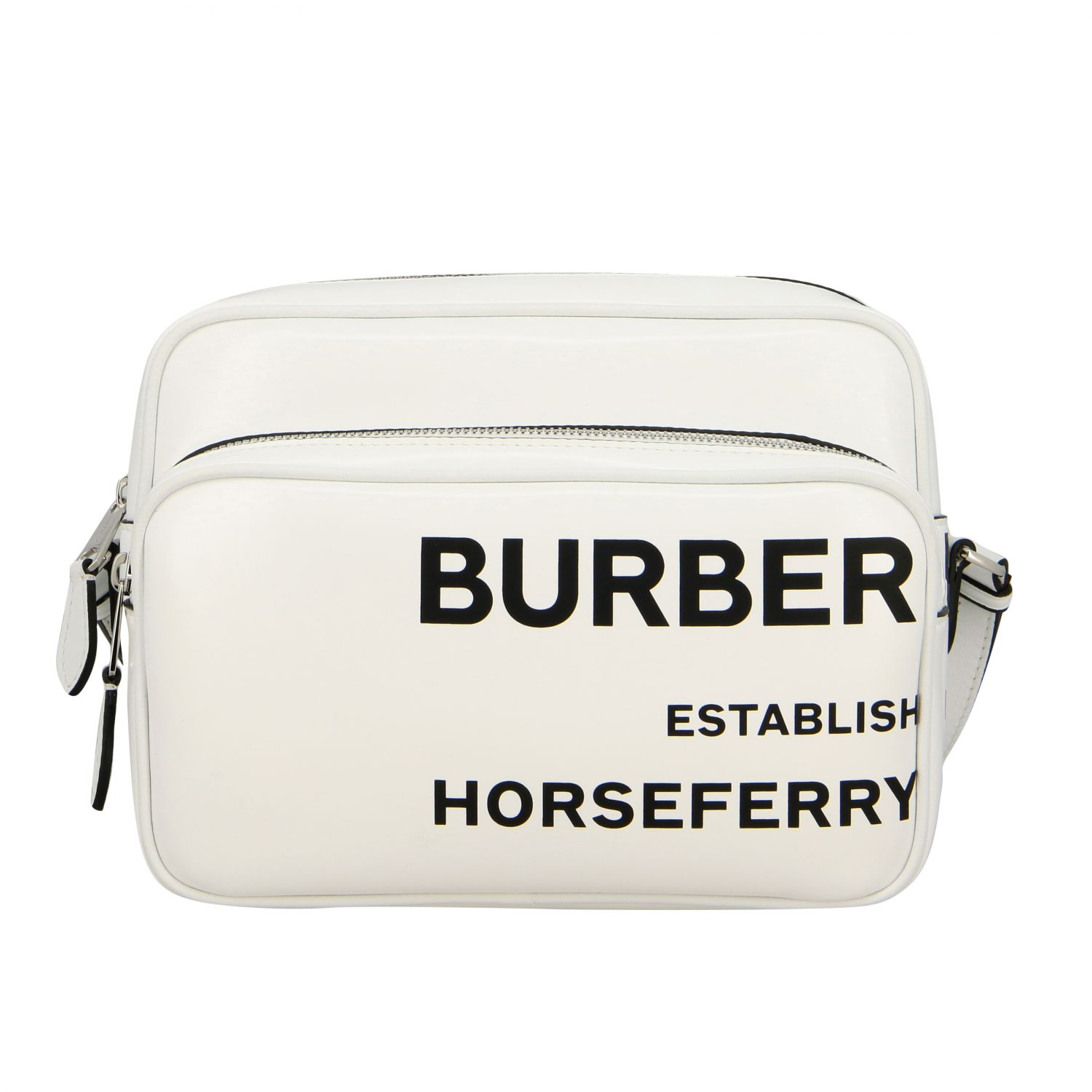Burberry Outlet: camera case leather shoulder bag with logo print