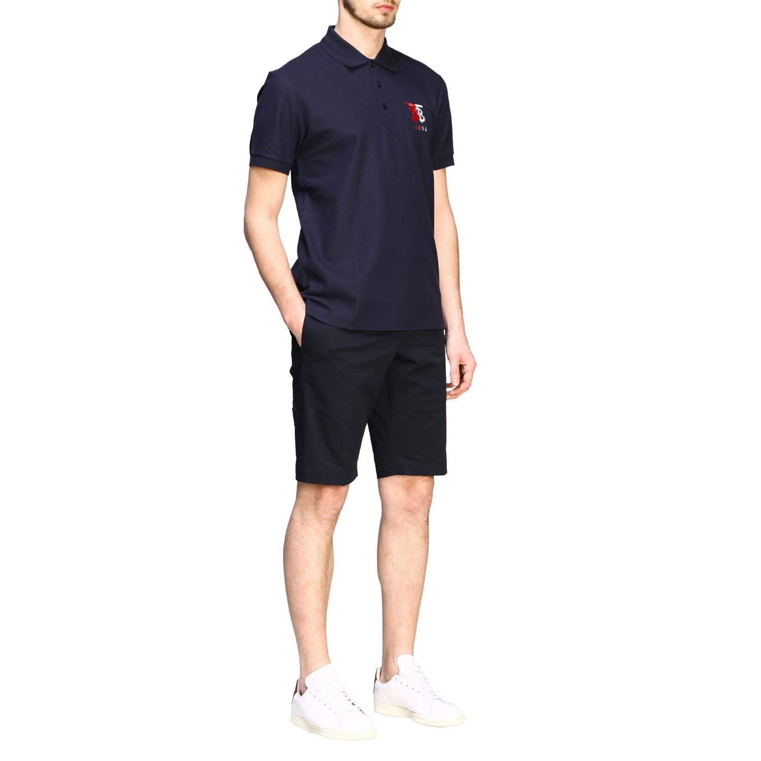 Short-sleeved Burberry polo shirt with TB logo