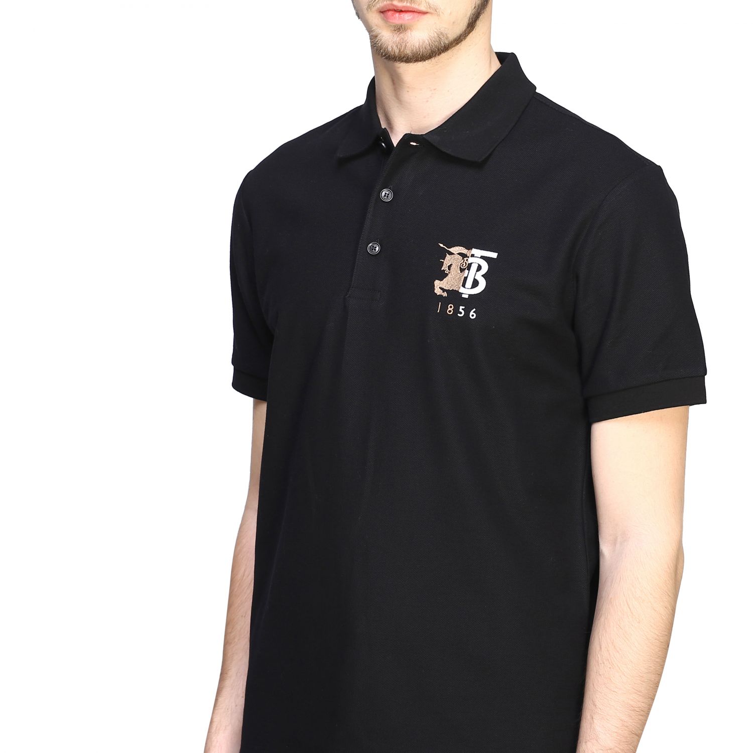 Burberry Outlet: Short-sleeved polo shirt with TB logo | Polo Shirt Burberry Men Black | Polo