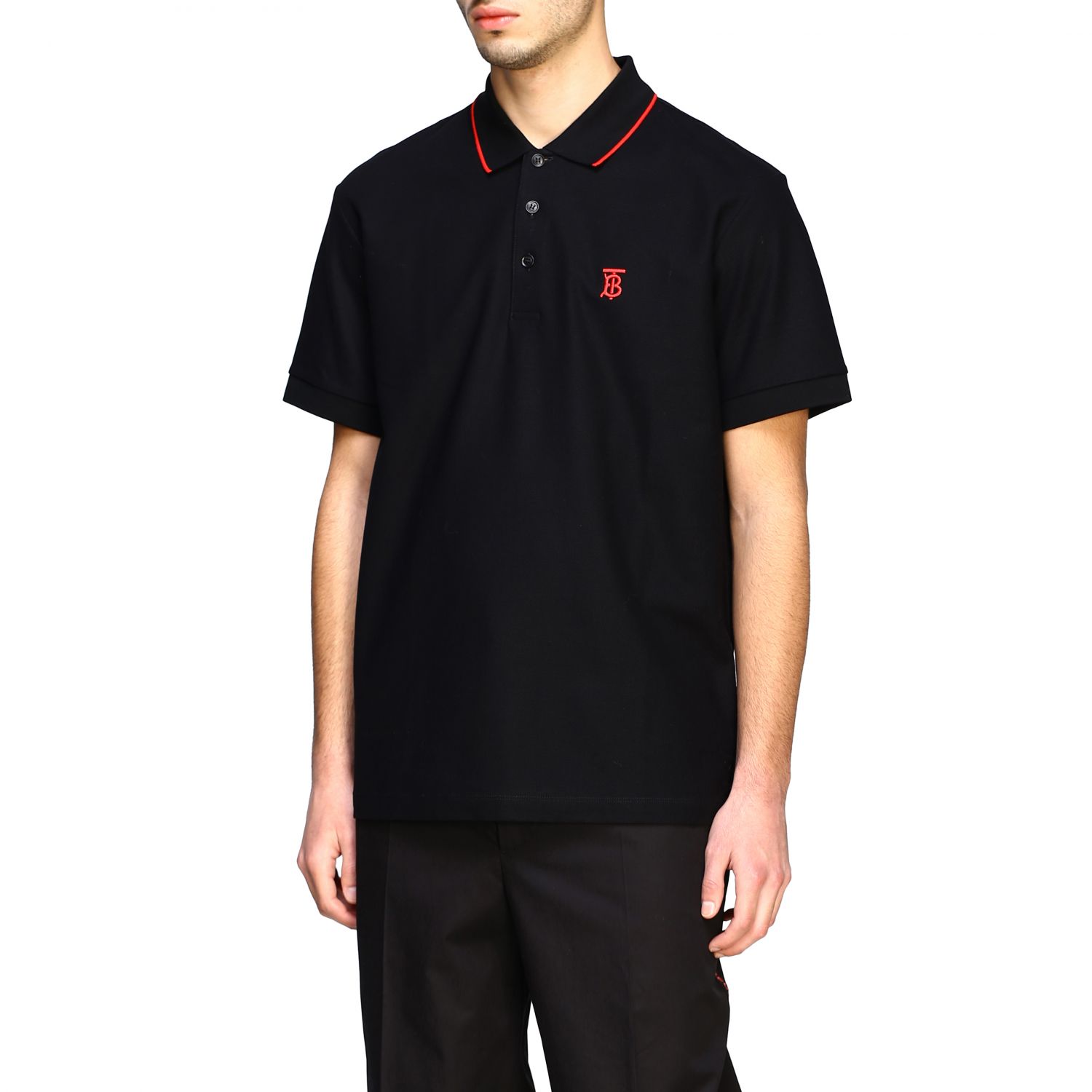 mens black burberry polo shirt