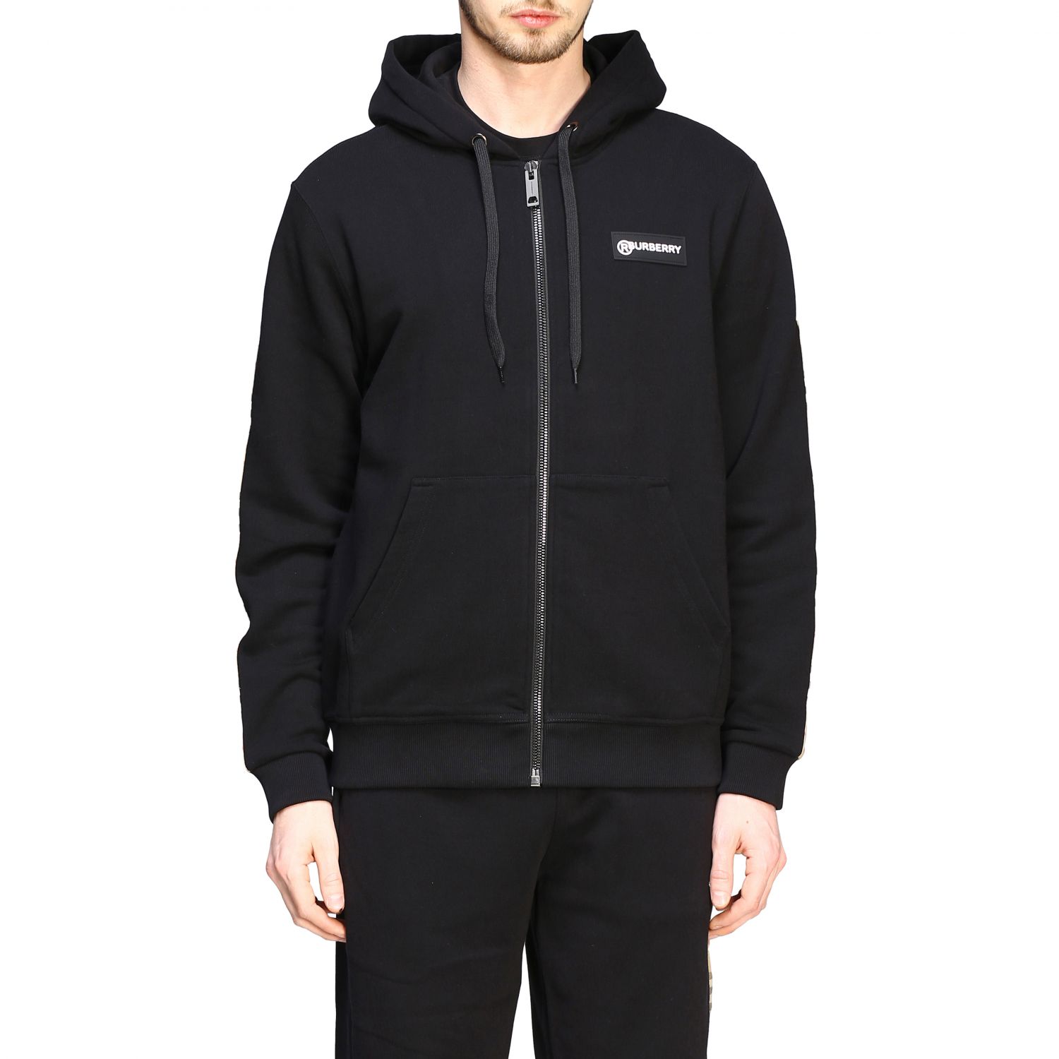 burberry logo hooded zip sweatshirt