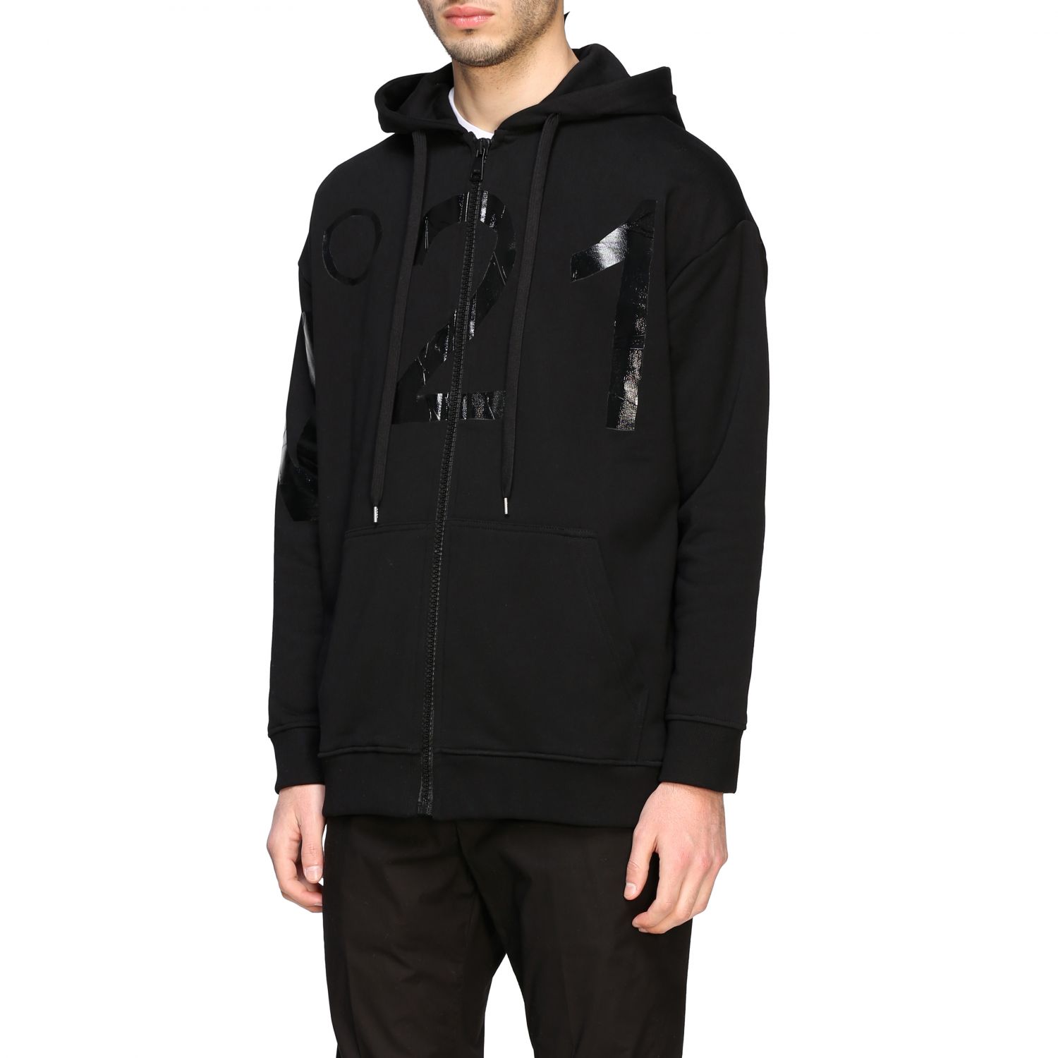N° 21 Outlet: N ° 21 sweatshirt with hood and big logo - Black | N° 21 ...