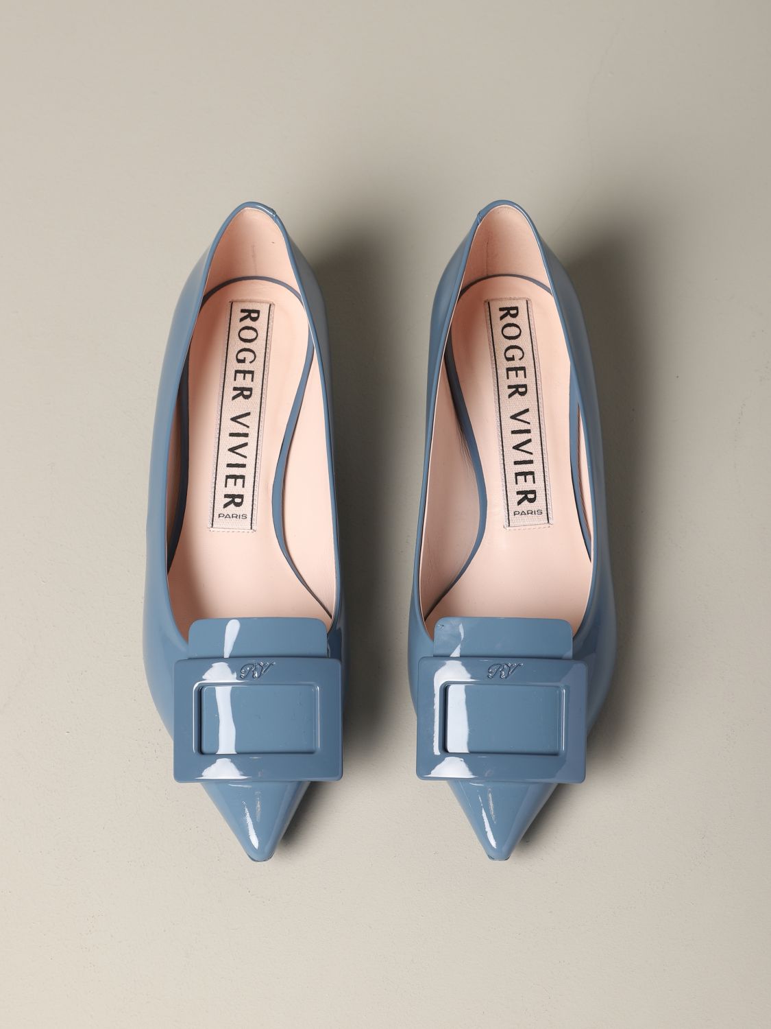 roger vivier black patent flats