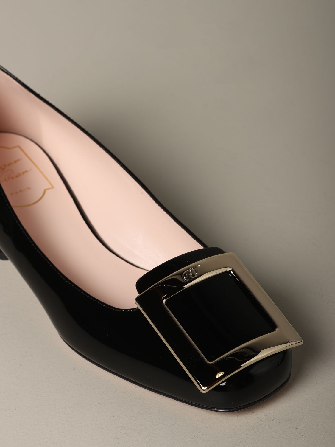 roger vivier black patent flats