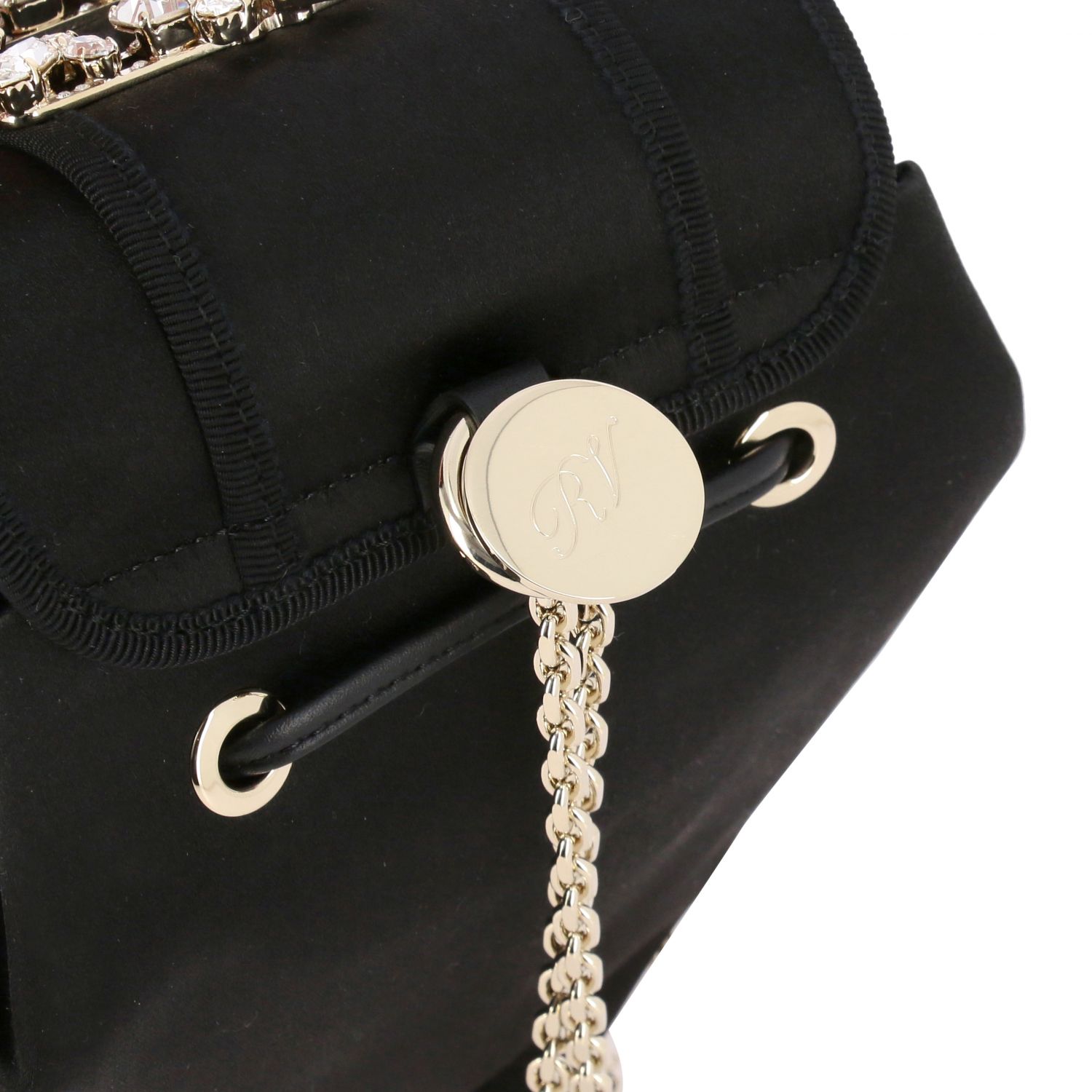 Roger Vivier Rv backpack in satin with crystal buckle