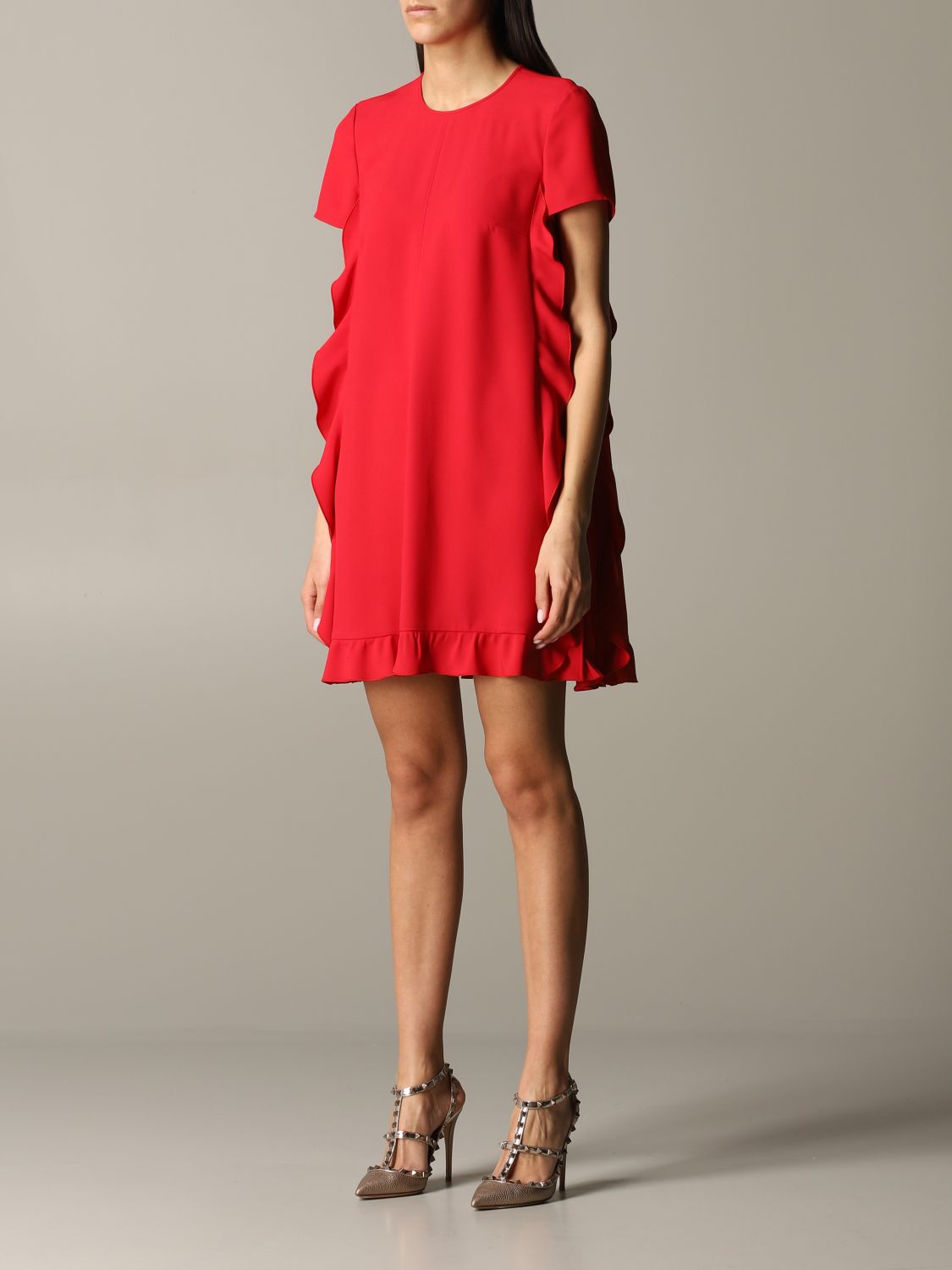 valentino red ruffle dress