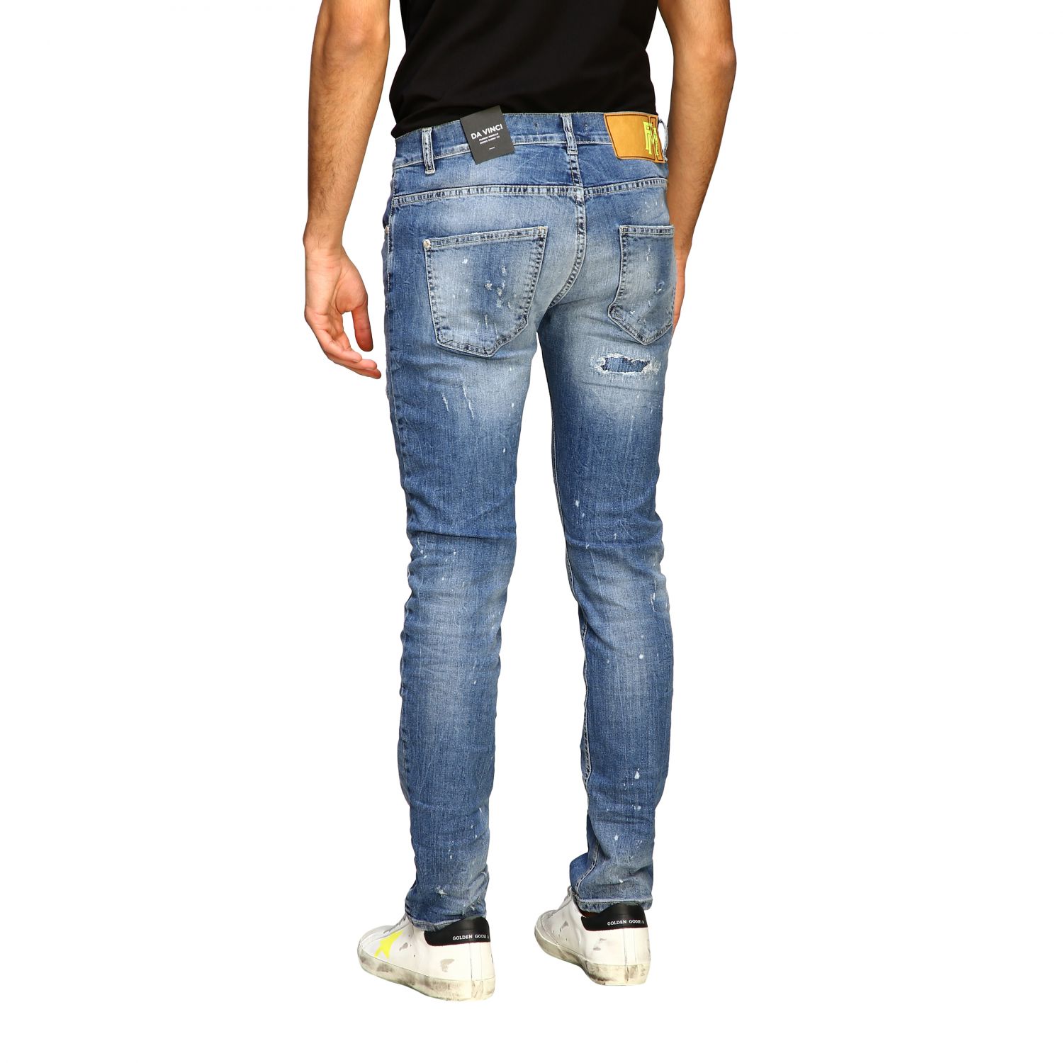 Frankie Morello Outlet: skinny jeans in used stretch denim with tears ...