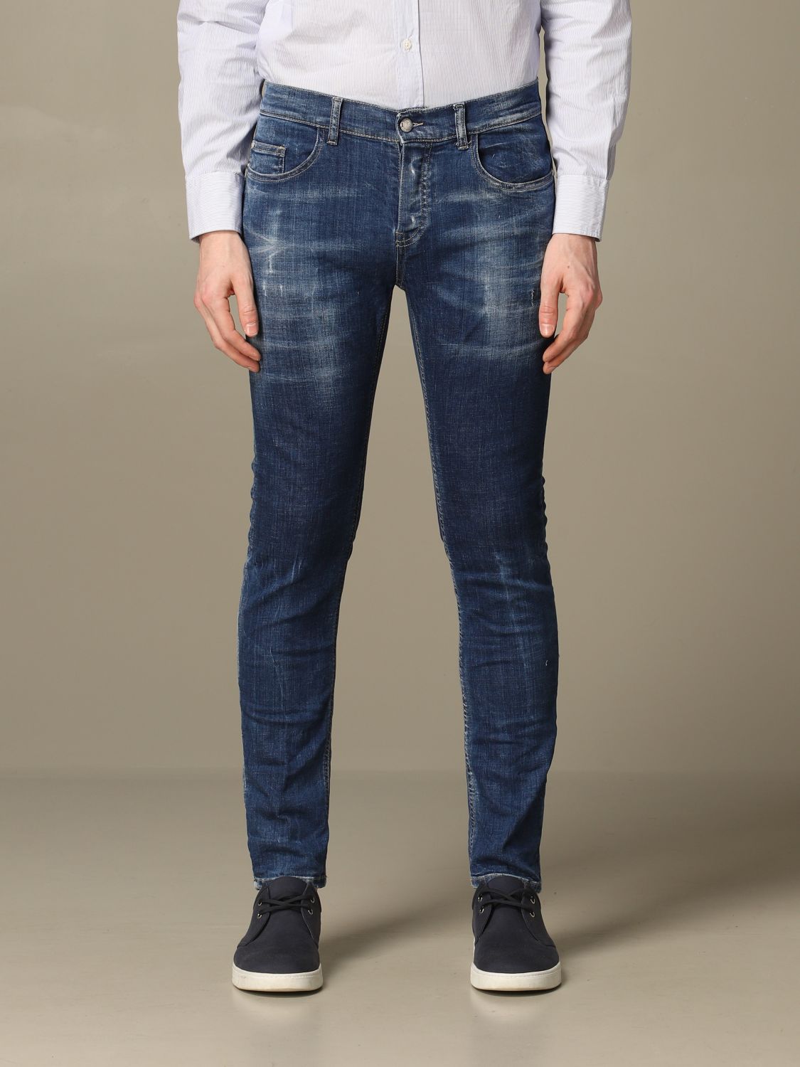 Frankie Morello Outlet: skinny fit with tears - Denim | Frankie Morello jeans FMS0005JE 1000 online on GIGLIO.COM
