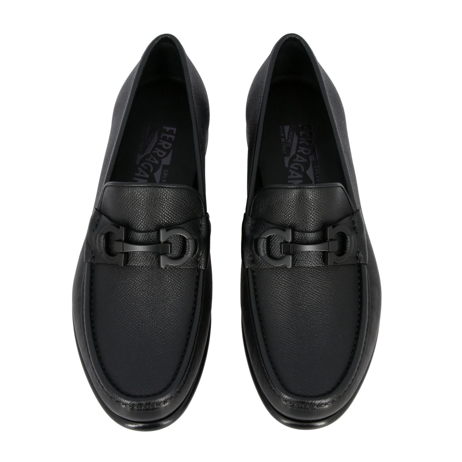 Salvatore Ferragamo Outlet: Crown loafer in saffiano leather with ...