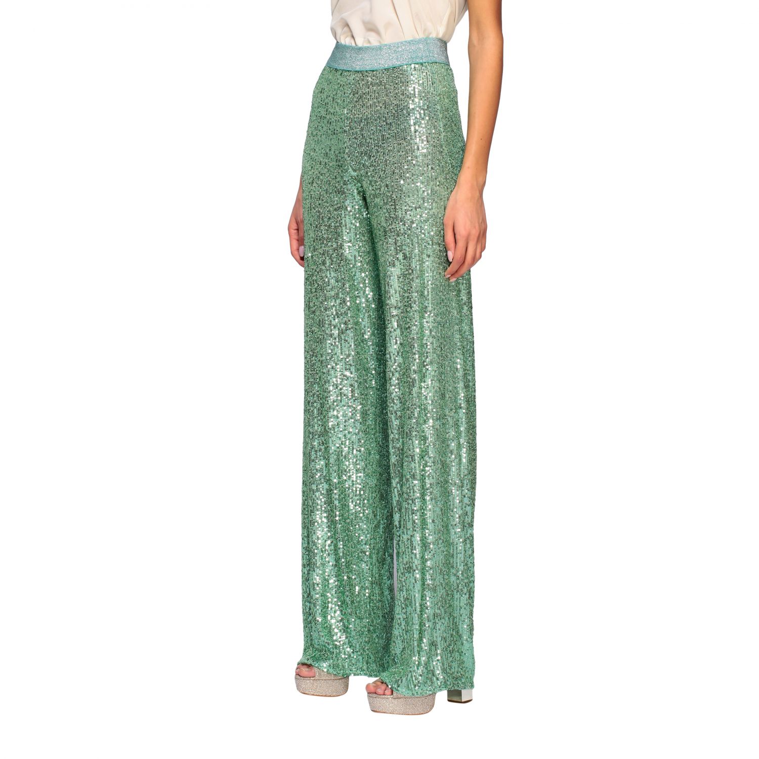 H Couture Outlet: Pantalone ampio di paillettes - Verde | Tailleur H  Couture HP1042 2679 GIGLIO.COM