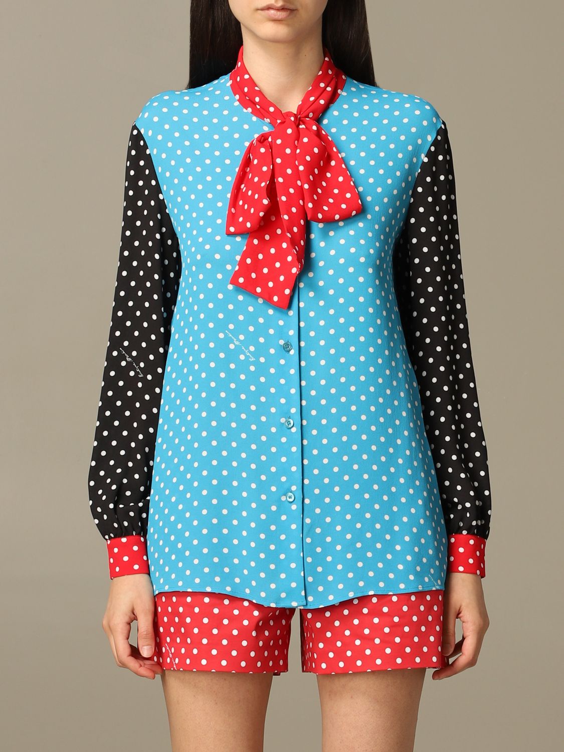 multicolor polka dot shirt