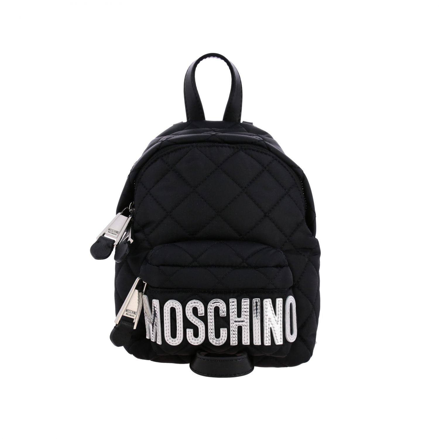 Moschino Couture Outlet: nylon backpack with maxi laminated logo ...