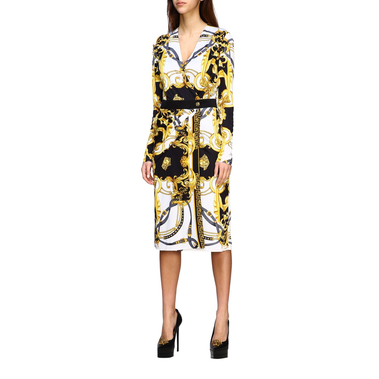Outlet Versace: Vestido para mujer, Blanco | Vestido Versace A85420 en GIGLIO.COM
