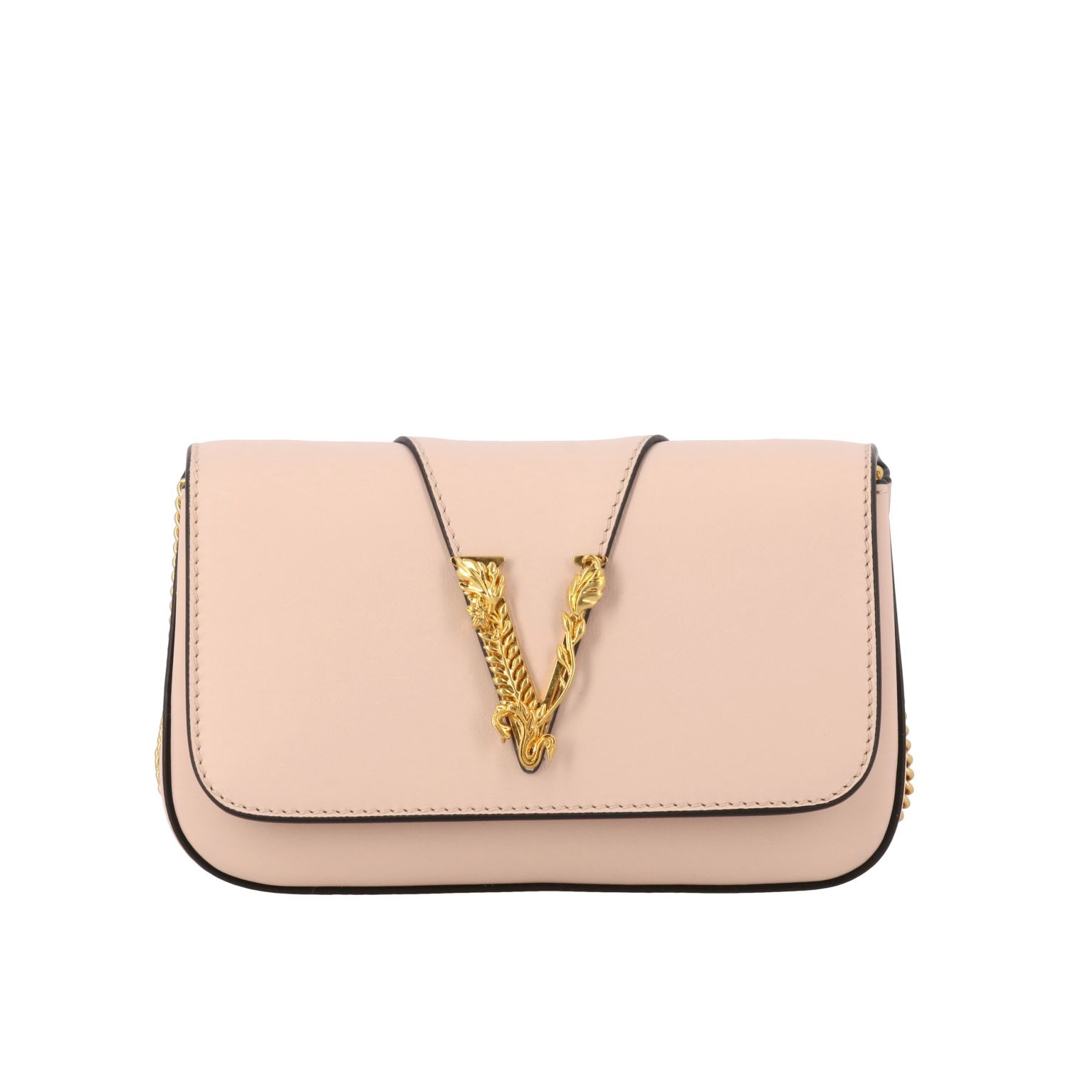 Virtus leather crossbody bag Versace Pink in Leather - 37515468