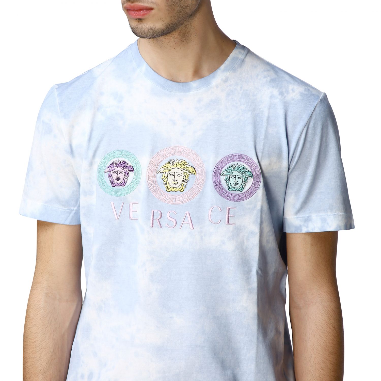 T-shirt Versace: T-shirt Versace Tye Die avec méduse bleu ciel 5