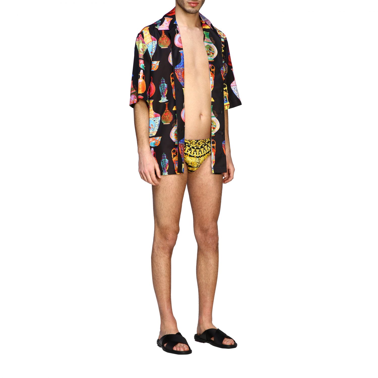 Versace Underwear Outlet briefs with baroque print Gold Versace Underwear swimsuit ABU08027