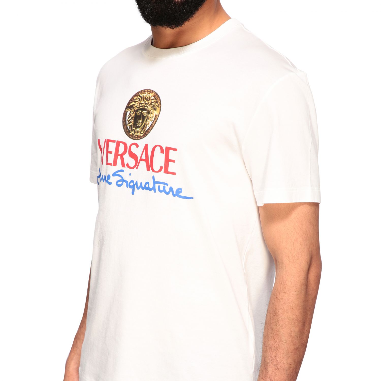 Versace Outlet Tshirt a girocollo con logo Bianco TShirt Versace
