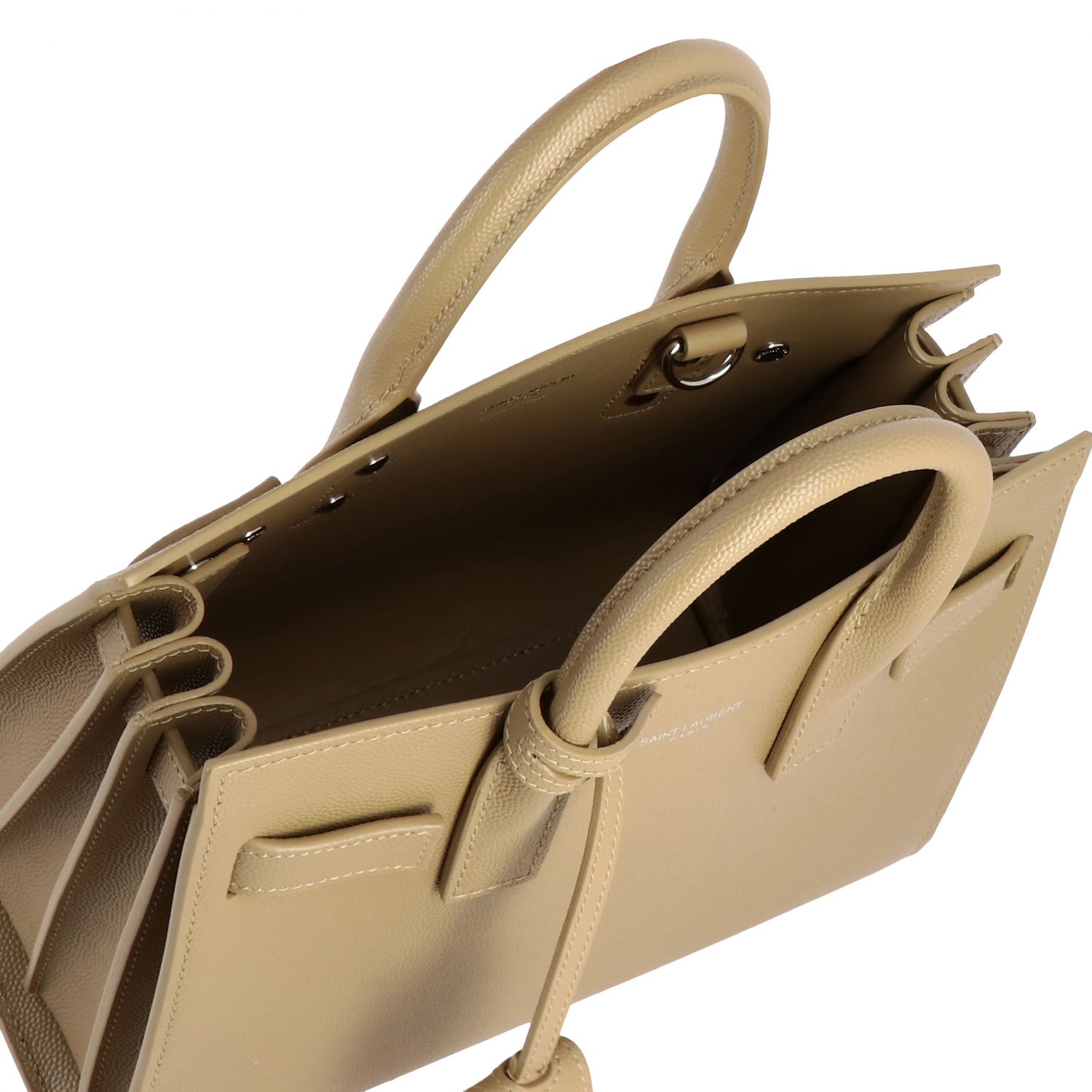 SAINT LAURENT Sac De Jour en cuir grain de poudre Beige Mini Sac À Main Saint Laurent