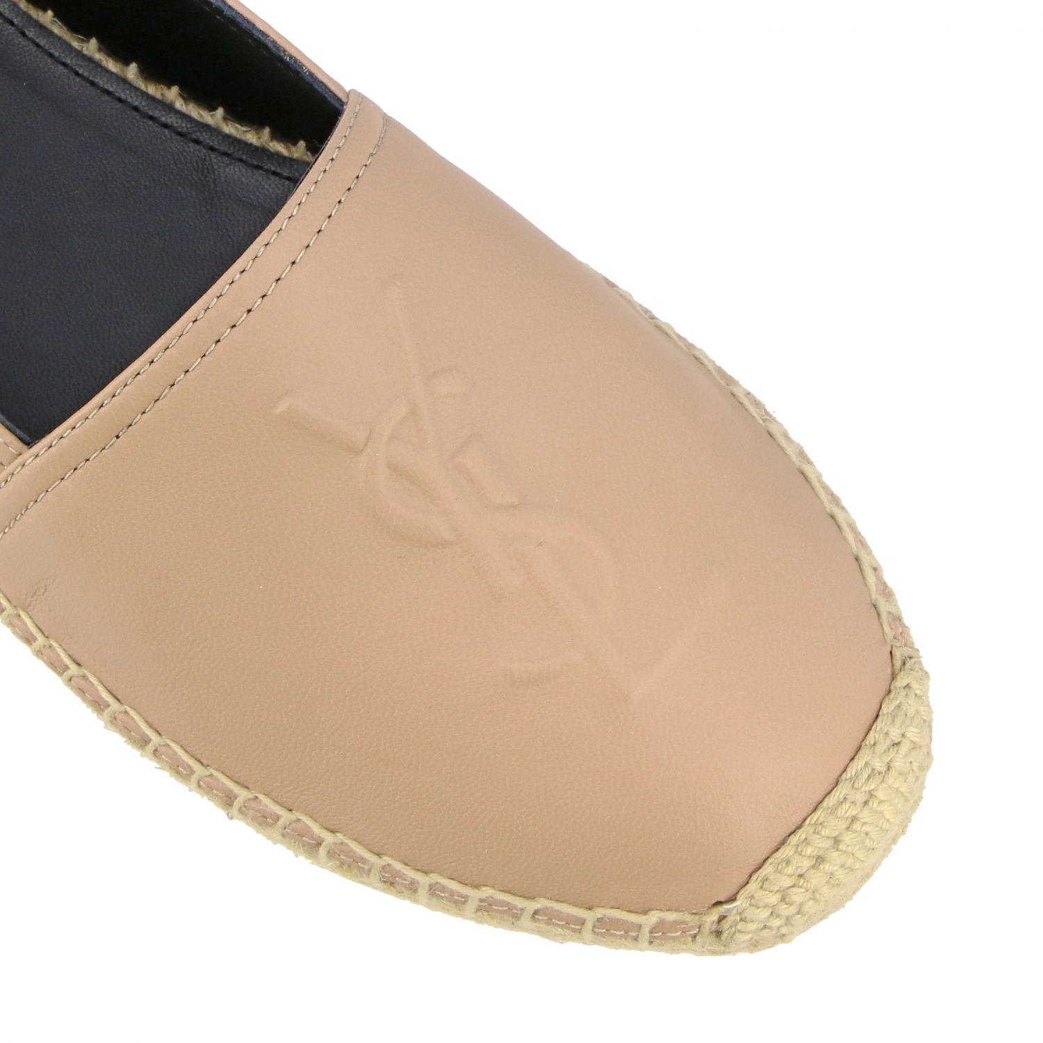 麻底鞋 Saint Laurent: Saint Laurent logo装饰真皮麻底鞋 裸色 4