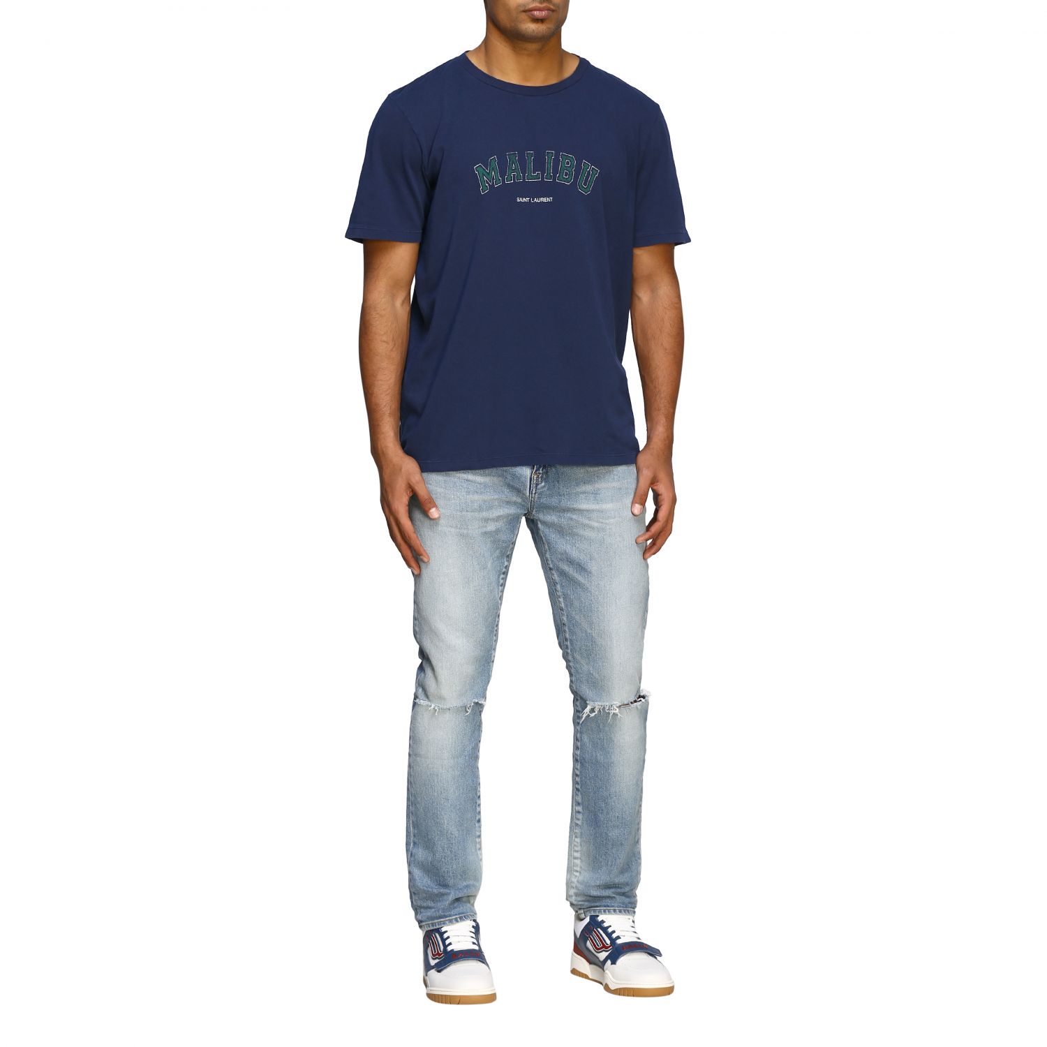 SAINT LAURENT：Tシャツ メンズ - ブルー | GIGLIO.COMオンラインのSaint Laurent Tシャツ